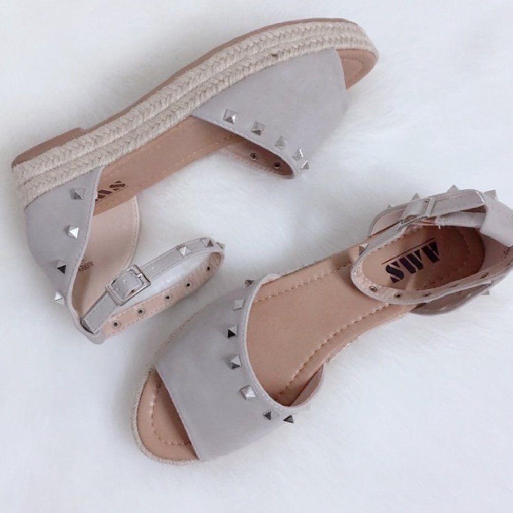 Studded Spike Espadrille Platform Sandals LIGHT GRAY - Picture 7 of 11